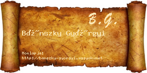 Bánszky Györgyi névjegykártya